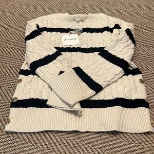 Cream and Black Striped Sweater - NWT
